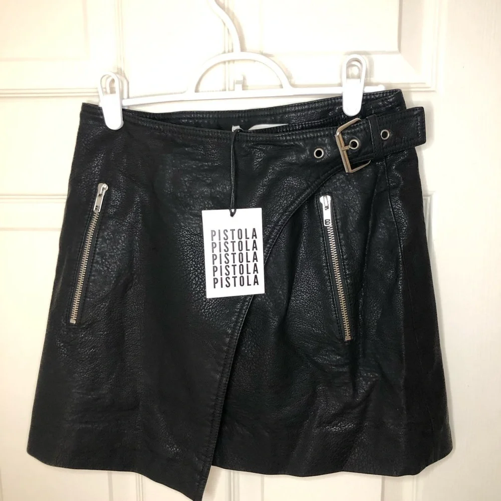 Pistola Rey vegan leather wrap skirt in Raven NWT new - Picture 7 of 11